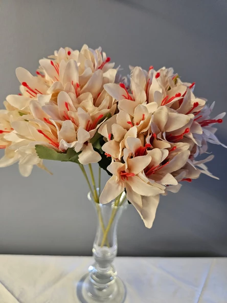 YASİMA KİREMİT 5 DALLI  MERCAN RENGİ ÇAN ÇİÇEĞİ 34 CM EL BUKETI VAZO ARANJMAN DEKOR ÇİÇEĞİ 1 adet - Resim 6