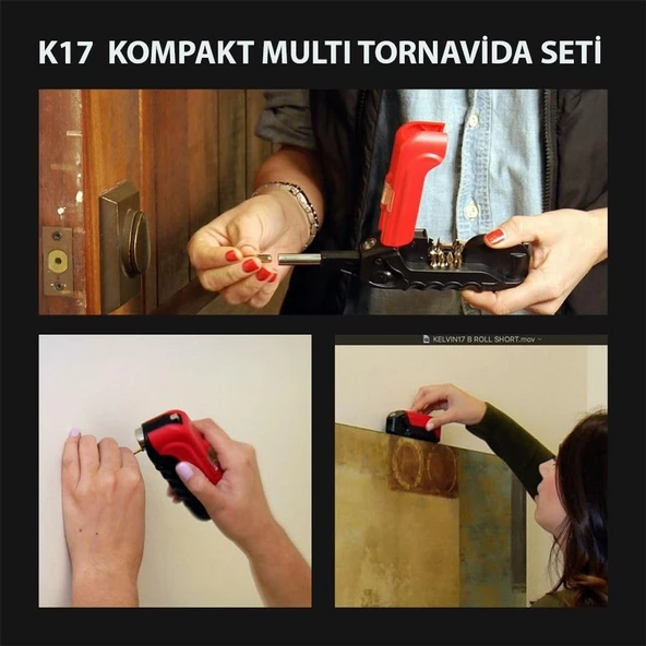 Kingsdun 13 i 1 Arada Metreli ve Terazili Çok Amaçli Ledli Tornavida Seti KS-870017 - 5