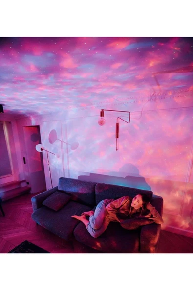 Starry Projektör Bluetooth Hoparlör Gece Lambası RGB Led Işıklı Parti Hoparlörü Speaker - 4