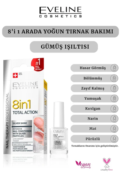 Evelıne 8 In 1 Total Action Silver Shine Nail Conditioner 12 ML