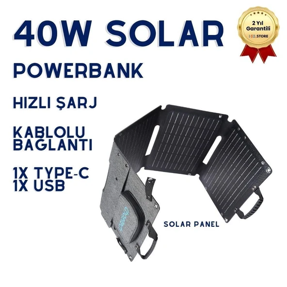 Solar Şarj 40W Güneş Enerjili Powerbank, Güç Ünitesi ürün görseli 1