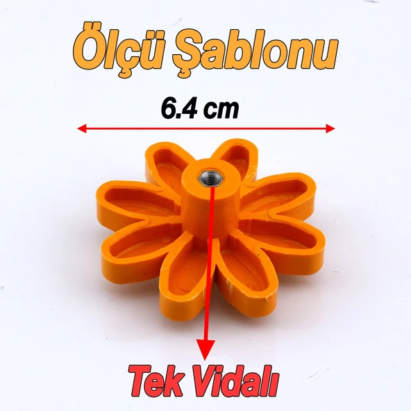Plastik Papatya Kulp Turuncu Mobilya Çoçuk Odası Kız Erkek Dolap Kapak Kulpu Çekmece Kulbu 1 ADET - 4