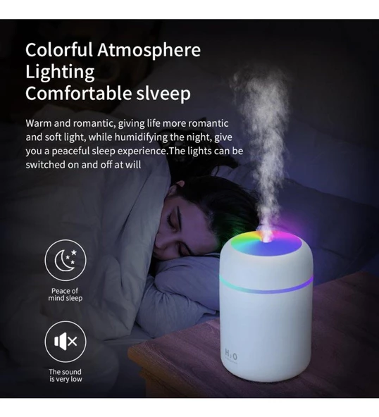 LED Işıklı Mini Ortam Oda Hava Nemlendirici Taşınabilir Buhar Makinesi USB Ile Çalışabilir" - 3