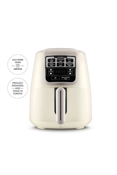 Karaca Air Pro Cook XL 2in1 Airfryer 4 lt Konuşan Yağsız Iconic Beige Fritöz