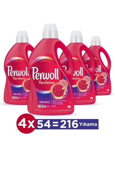 Perwoll Hassas Bakım Sıvı Çamaşır Deterjanı Renkli Yenileme 4 x 2970 ML 200 Yıkama