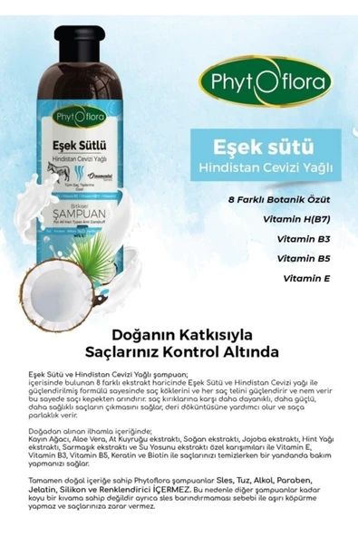 Kepek Karşıtı Tuzsuz Eşek Sütü Ve Hindistan Cevizi Yağlı Bitkisel Şampuan - 4