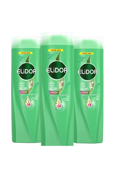 Elidor Superblend Şampuanı Sağlıklı Uzayan Saçlar Biotin Argan Yağı Arjinin 500 ml X3