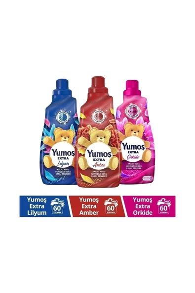 Unilever Yumoş Extra Konsantre Çamaşır Yumuşatıcısı Amber 1440 Ml + Lilyum 1440 Ml+ Orkide 1440 Ml