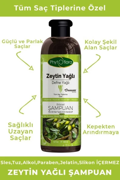 Tuzsuz Tüm Saç Tiplerine Özel Zeytinyağlı Bitkisel Şampuan 400 Ml - 2