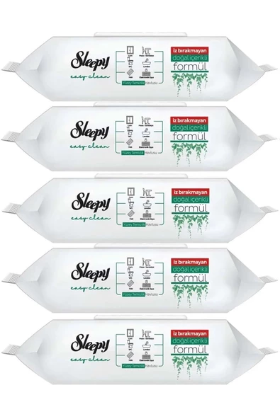 Sleepy VAE E-TİCARET Sleepy Easy Clean Yüzey Temizlik Havlusu 100 Yaprak Plastik Kapaklı (5 Li Set)