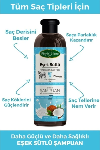 Kepek Karşıtı Tuzsuz Eşek Sütü Ve Hindistan Cevizi Yağlı Bitkisel Şampuan - 2