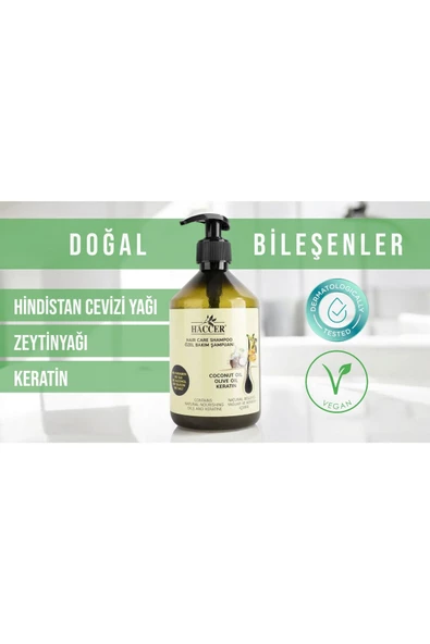 Haccer Tuzsuz Sülfatsız Parabensiz Özel Bakım Keratin Şampuan, Organik Şampuan 400 ml - 4