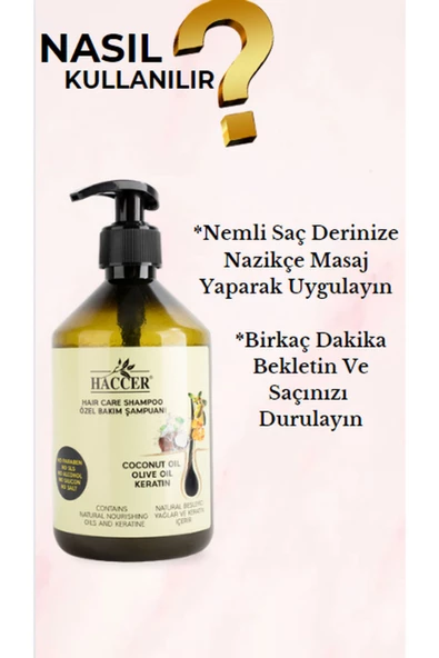 Haccer Tuzsuz Sülfatsız Parabensiz Özel Bakım Keratin Şampuan, Organik Şampuan 400 ml - 6