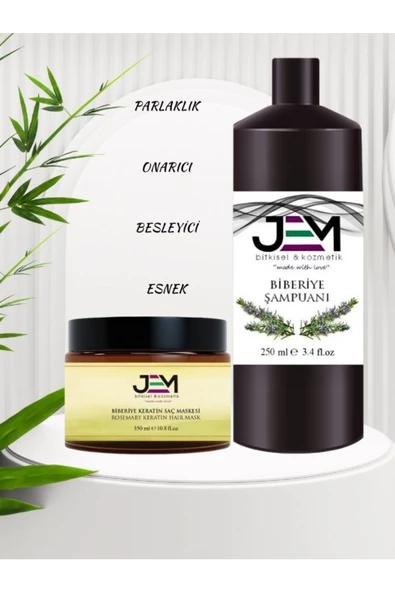 Jem Kozmetik Bitkisel Biberiye Keratin Güçlendirici Saç Maskesi Ve Biberiye Şampuanı - 4