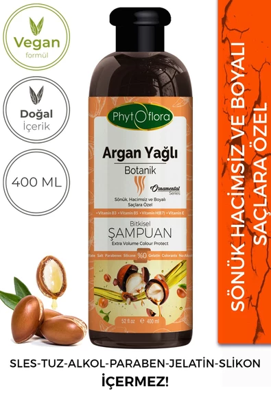 Phytoflora Tuzsuz Hassas Sönük Hacimsiz Ve Boyalı Saçlara Özel Argan Yağlı Bitkisel Şampuan