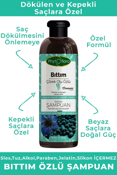 Tuzsuz Dökülen Ve Kepekli Saçlara Özel Bıttım Özlü Bitkisel Şampuan 400 ml - 3