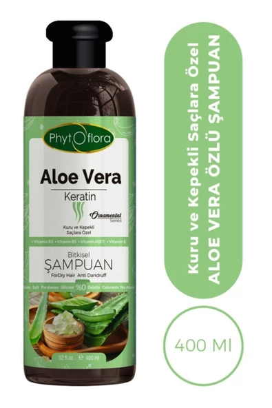 Phytoflora Tuzsuz Kuru Ve Kepekli Saçlara Özel Aloe Vera Ve Keratin Ilaveli Bitkisel Şampuan 400 ml