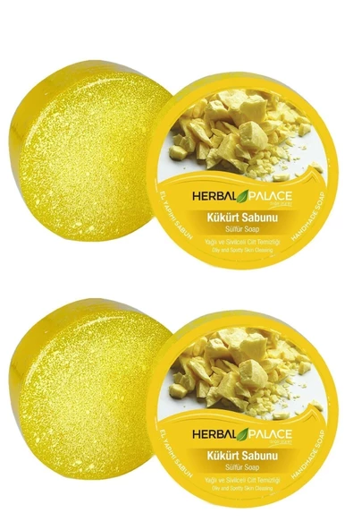 Herbal Palace Kükürt Sabunu Gliserinli Doğal Sabun 125 gr. X 2 Adet Yağlı ve Sivilceli Cilt Temizliği