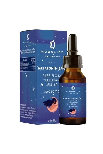 MOONLİFE PRO PLUS Moon Life Melatonin Passiflora Melisa Valerian Lipozomal Damla 3mg 50ml