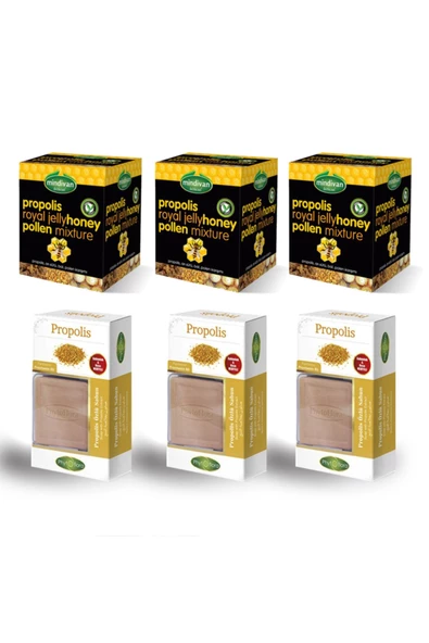 Mindivan Propolis Arı Sütü Bal Polen Ve Propolis Sabun X 3 Adet