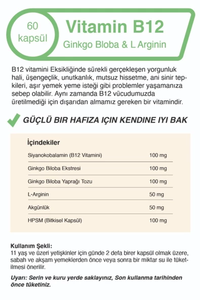 Vitamin B12 - Ginkgo Bloba Ekstresi - L Arginin - 4