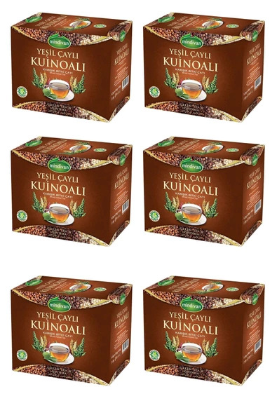 Mindivan 6 Adet Yeşil Çaylı Kinoa Karışık Bitki Çayı 30 Süzen Poşet