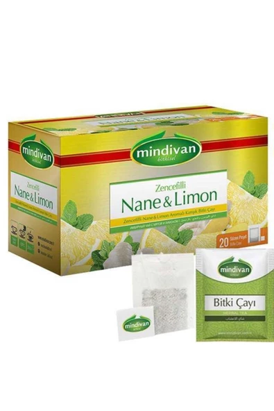 Mindivan Nane, Limon Ve Zencefil Çayı 20'li Premium Süzen Poşet