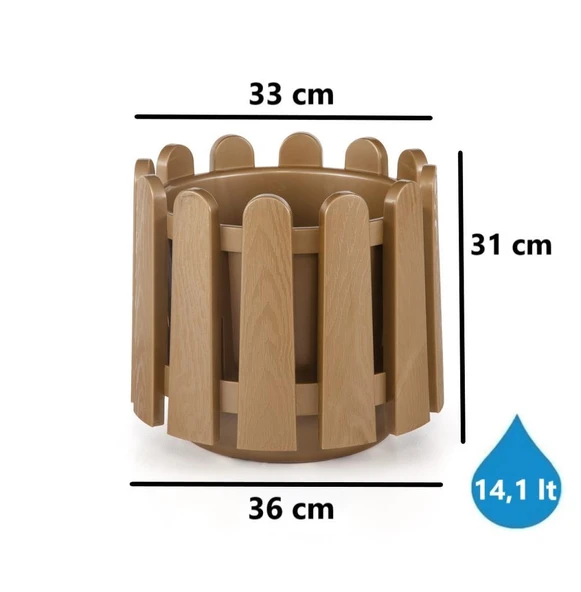 Omnipazar SO-İS04 İstanbul Dekoratif Yuvarlak Saksı 14,1 lt No 4 - Resim 5