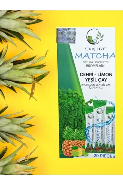 aleyna baharat Curalive Matcha Detox. Matcha Ananas Bromelain Yeşilçay Limon 20 PİECES