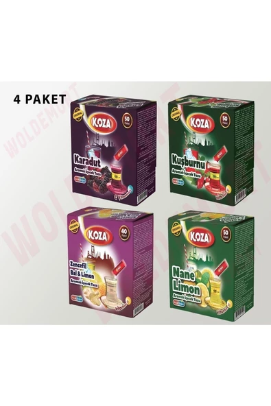 Koza Kuşburnu Nane Limon Karadut Zencefil Bal Ve Limon Tek Içimlik Içecek Tozu 4 Paket