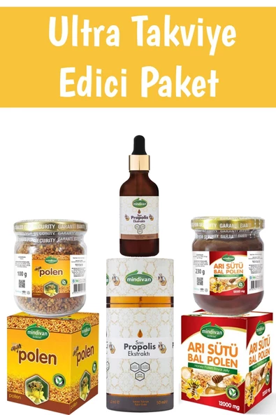 Mindivan Ultra Takviye Edici Paket Propolis Sıvı - Arı Sütü - Propolis Arı Sütü Bal Polen