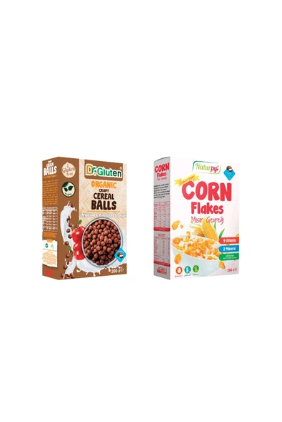 Naturpy Dr.gluten Organik Glutensiz Çıtır Tahıl Topları & Glutensiz Vegan Laktozsuz Mısır Gevreği