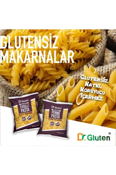 Dr.Gluten Glutensiz Burgu & Boru Makarna 12' Li Set (FUSİLLİ & PENNE) 400 gr X 6 6 Adet - 3
