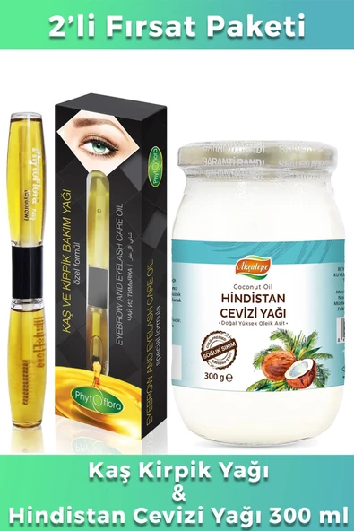 Phytoflora Soğuk Sıkım Doğal Hindistan Cevizi Yağı 300ml Ve Kaş Kirpik Bakım Yağı 10+10ml