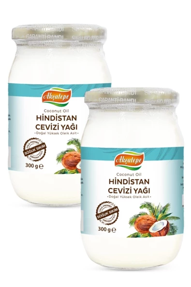 akçatepe 2 Adet Soğuk Sıkım Doğal Hindistan Cevizi Yağı 300ml