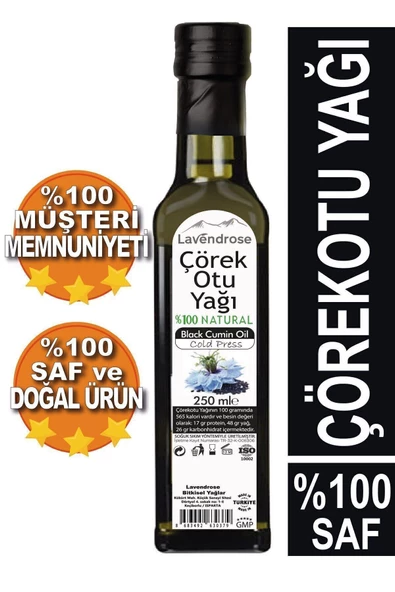 Lavendrose Çörek Otu Yağı 250ml Analiz Sertifikalı Soğuk Sıkım %100 Saf Ve Doğal * Çörekotu Yağı