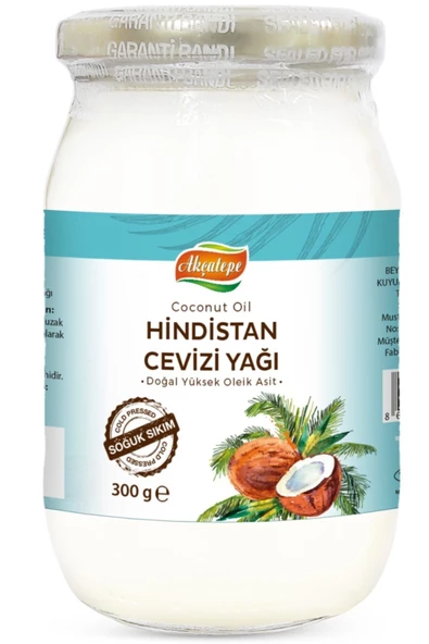 akçatepe Soğuk Sıkım Doğal Hindistan Cevizi Yağı 300 ml