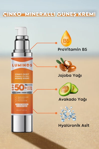 Luminos Çinko Oksit Mineral Filtreli Spf 50 Doğal Güneş Kremi - 50ml - 3