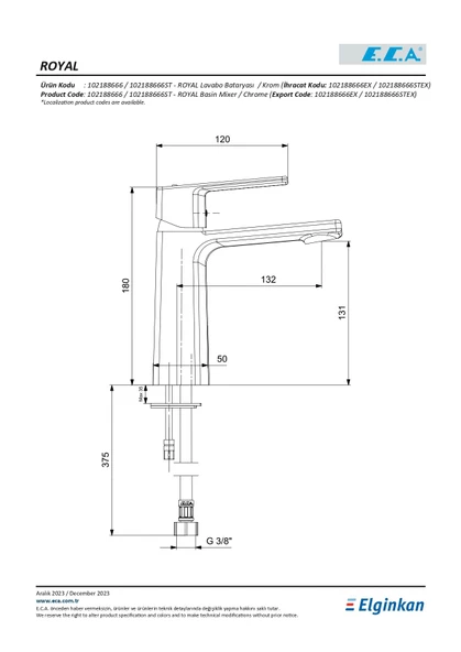 Eca Royal Lavabo Bataryası 102188666 - 2