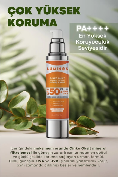 Luminos Çinko Oksit Mineral Filtreli Spf 50 Doğal Güneş Kremi - 50ml - 5
