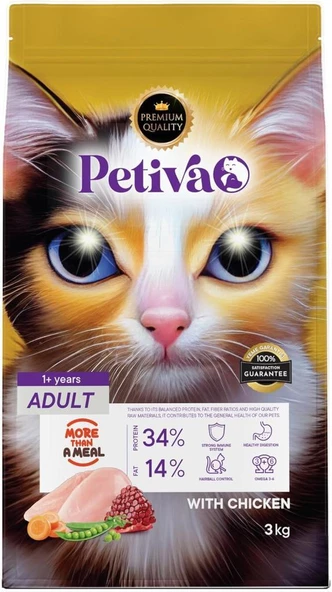 Petiva Tavuklu Yetişkin Kedi Maması 3 Kg