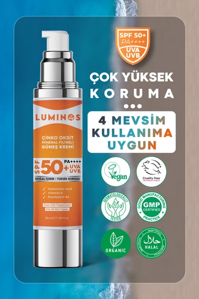 Luminos Çinko Oksit Mineral Filtreli Spf 50 Doğal Güneş Kremi - 50ml - 2