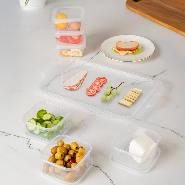 Porsima 2043 Tepsili Kahvaltılık Kapaklı Kahvaltılık 6 Bölmeli Sızdırmaz Kapaklı Bölmeli Şeffaf - 2