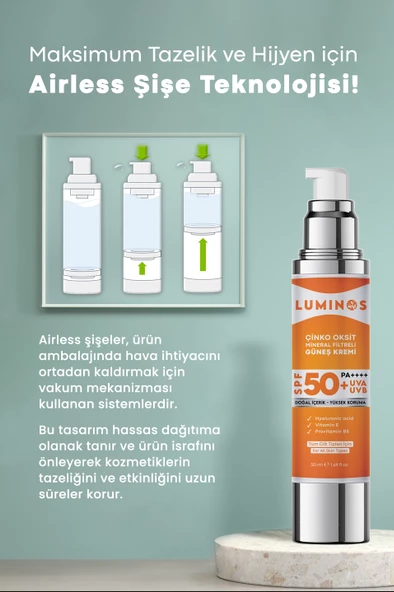 Luminos Çinko Oksit Mineral Filtreli Spf 50 Doğal Güneş Kremi - 50ml - 4