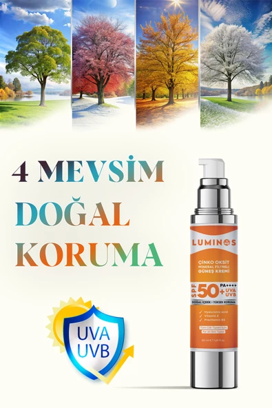Luminos Çinko Oksit Mineral Filtreli Spf 50 Doğal Güneş Kremi - 50ml