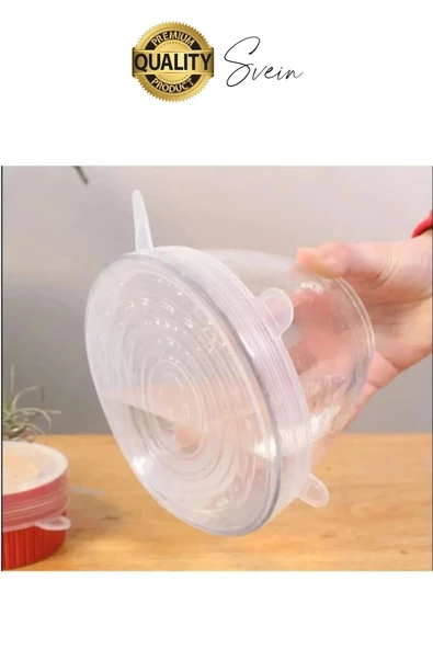 Sızdırmaz 6'lı Silikon Kase Kavanoz Kapatma Kapak Seti Esnek Uyumlu Yırtılmaz Streç Saklama Kabı - 4