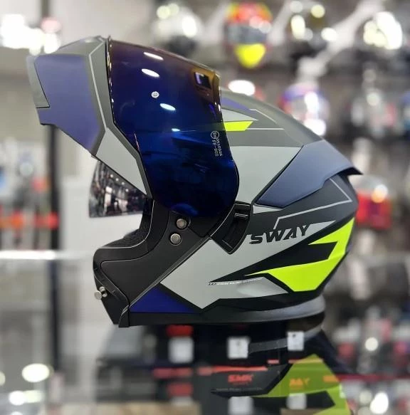 Sway 912 Full Face İridyum Vizör Çene Açılır Motosiklet Kaskı XL Beden B1 Blue+1 Şeffaf Vizör Hediye - 5