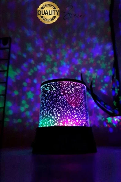 Premium Işık Yansıtmalı Yıldız Projeksiyon Gece Lambası Masa Üstü Pilli ve Usb Tavan Duvar Ambiyans - Resim 5