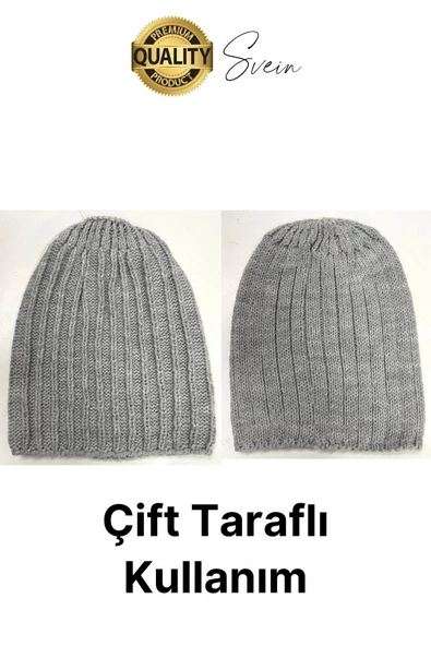 Dayanıklı Bere Unisex Örgü Kışlık Düz Renk Yumuşak Yün Soğuktan Koruyucu Şapka Katlamalı Dokuma - 4