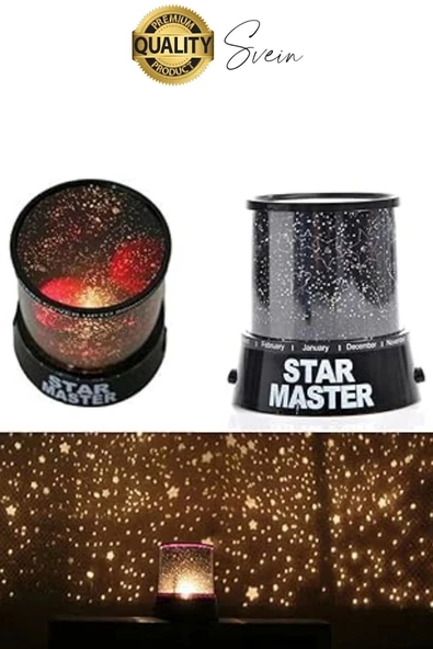 Premium Işık Yansıtmalı Yıldız Projeksiyon Gece Lambası Masa Üstü Pilli ve Usb Tavan Duvar Ambiyans - Resim 3